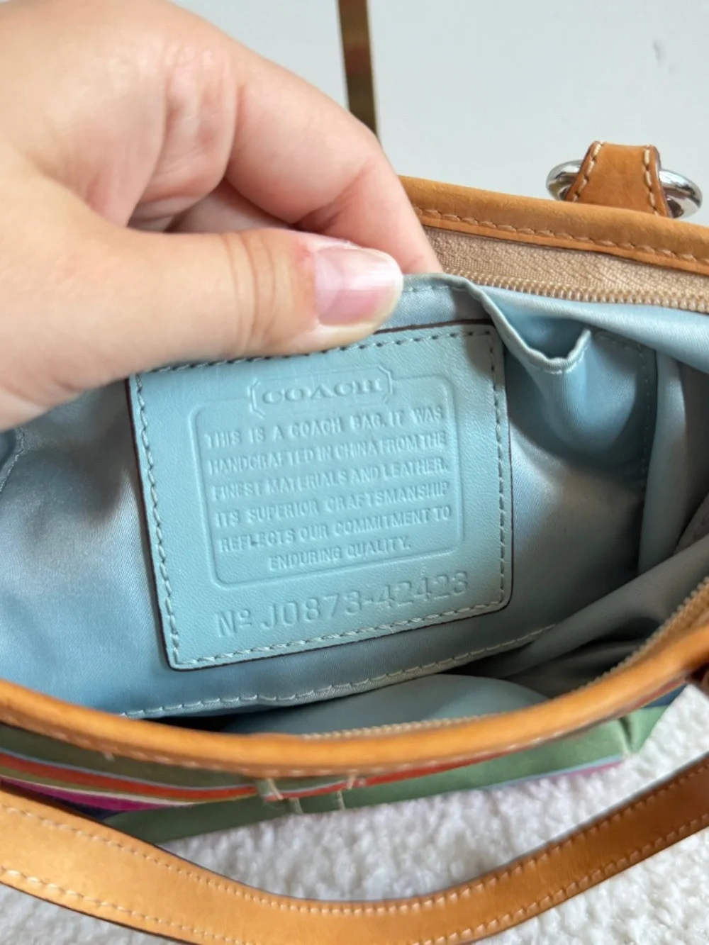 Vintage Coach Legacy Stripe Satin Mini Tote